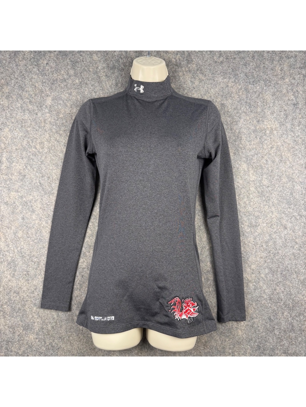 UA South Carolina Gamecocks Long Sleeve Fitted Mock Neck Shirt Gray Women Small
